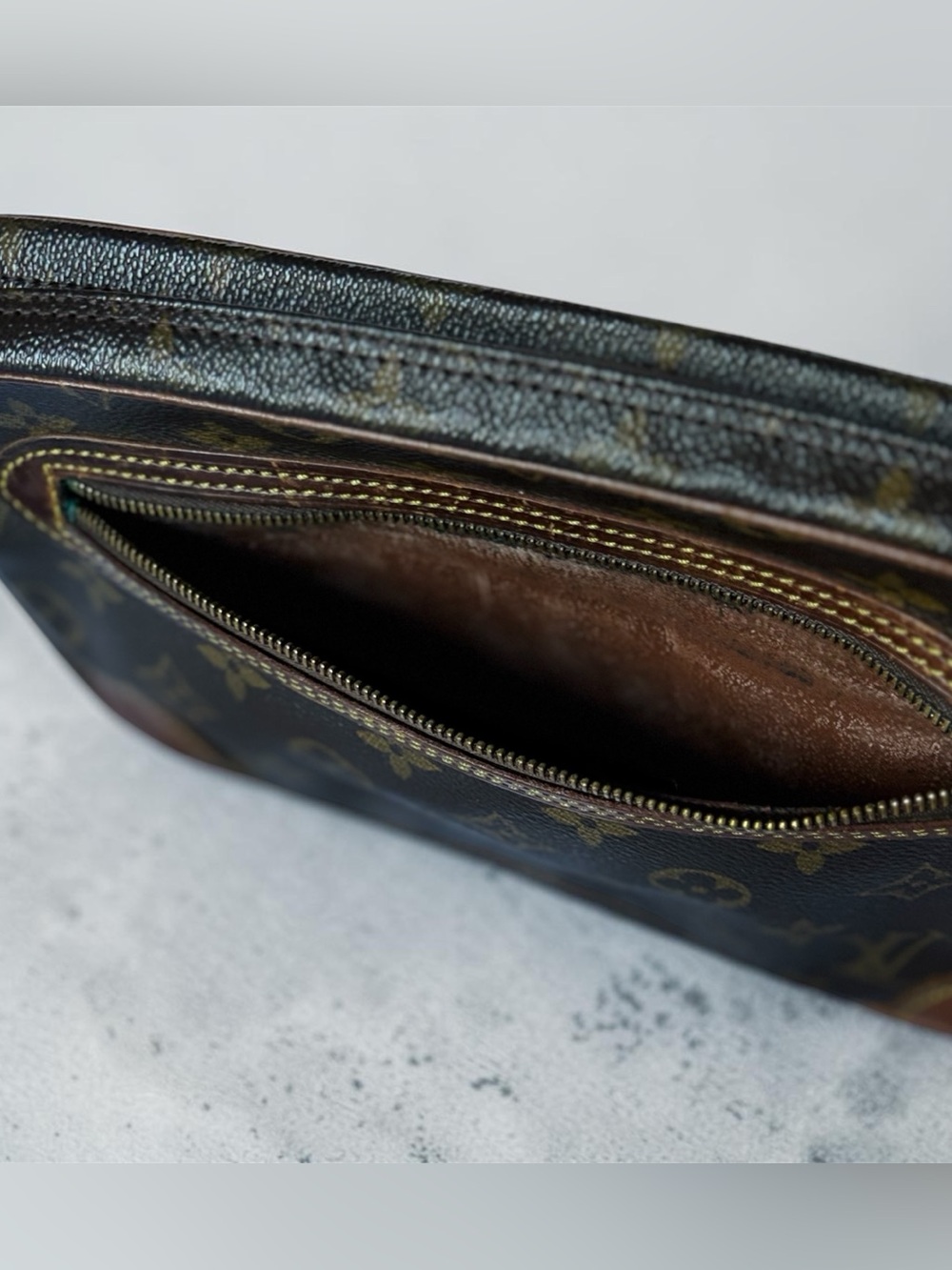 Louis Vuitton Monogram Canvas Toiletry Wrist Pouch in Brown and Tan - Picture 9 of 9